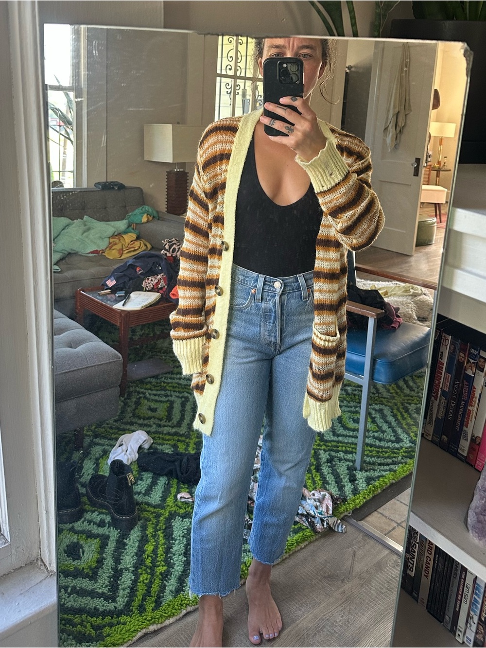 Urban Outfitters open weave striped grunge style cardigan